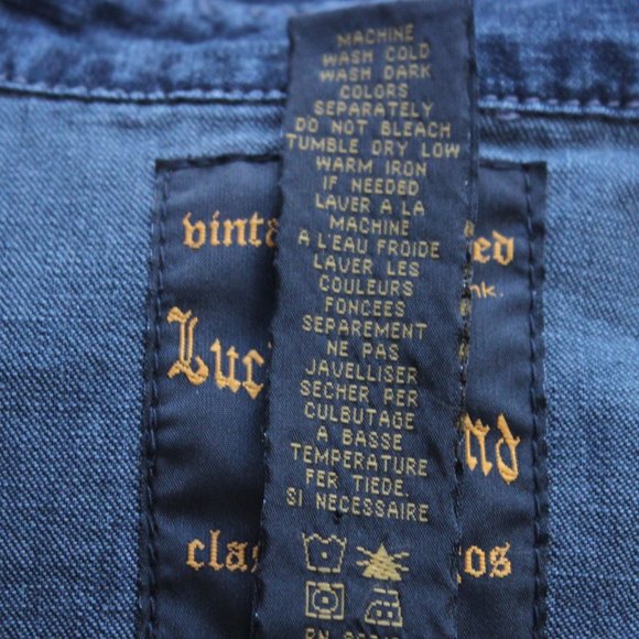 Lucky Brand Vintage Inspired Classic Indigos Men's M 100% Cotton Denim Shirt - Picture 9 of 11
